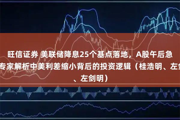 旺信证券 美联储降息25个基点落地，A股午后急挫！专家解析中美利差缩小背后的投资逻辑（桂浩明、左剑明）